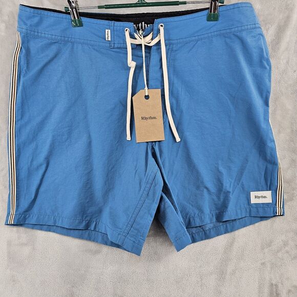 Rhythm Heritage Trunks Mens Size 36 Blue Swim Trunks Board Shorts Blue‎ New - Picture 1 of 6